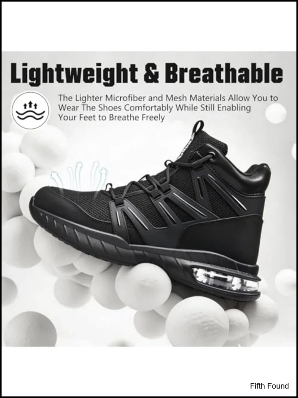 Steel Toe Work Shoes with Puncture Proof Kevlar Midsole Air Cushion Comfort